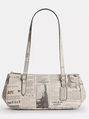 NWT Coach Asher Leather Shoulder Bag Newspaper Print